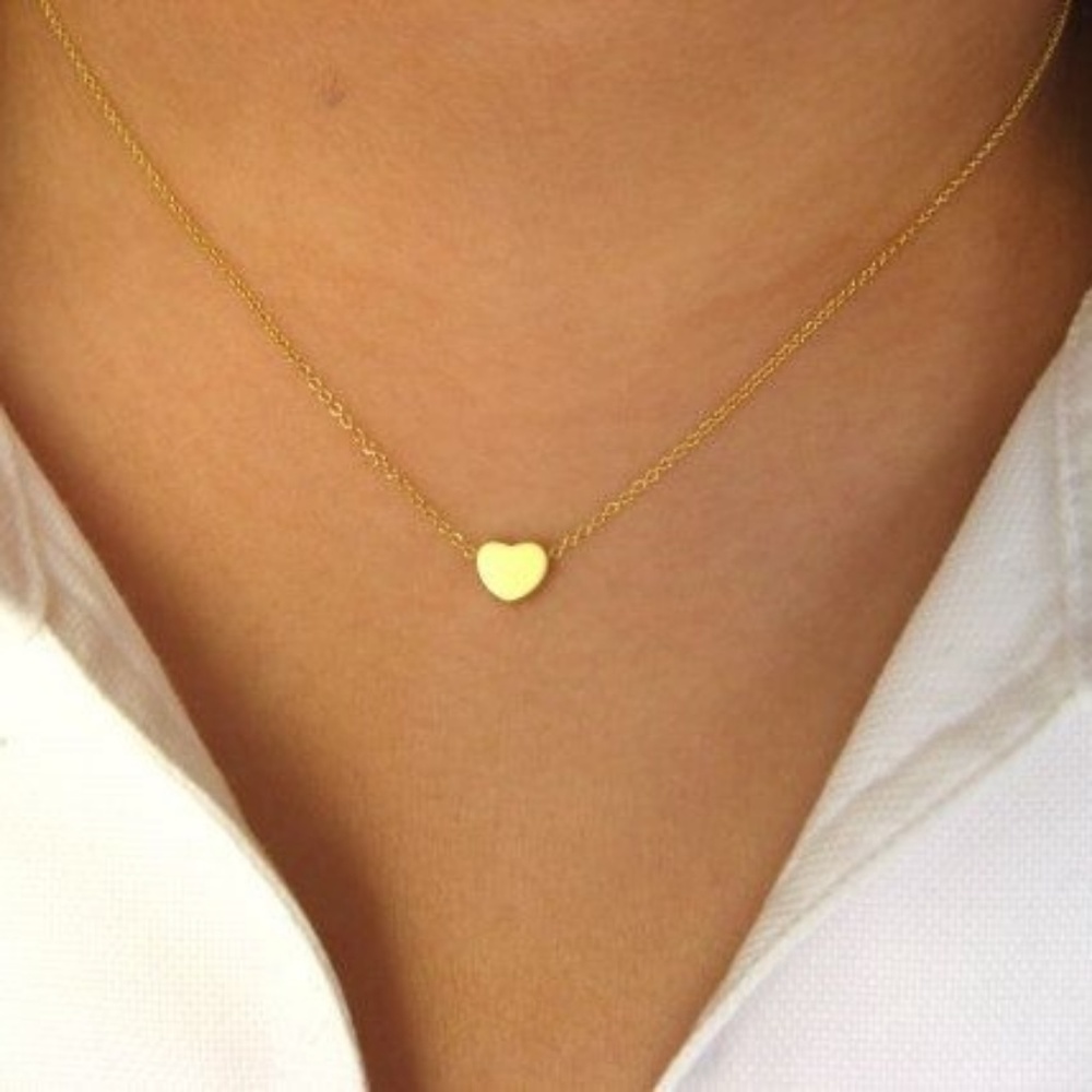 Tiny  Heart Choker Necklace in  Silver or Gold